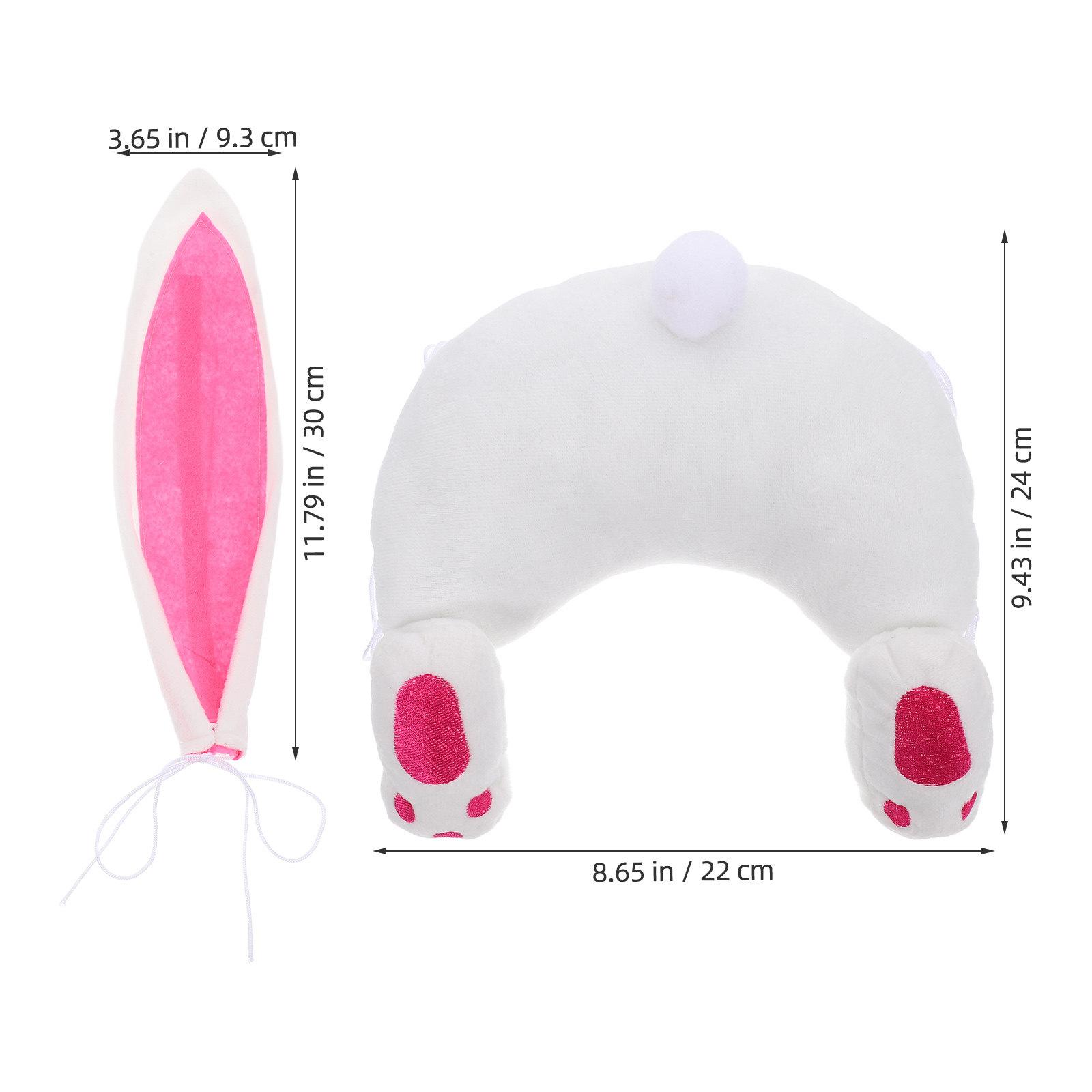 

1Set Bunny Butt with Ears Wreath Accessory Soft Flannel Easter Decor Craft Supply Cute Rabbit Tail and Ear Set for DIY Holiday белый