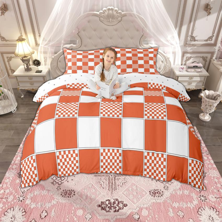 Homewish Geometric Checkered Duvet Cover Set, Reversible Quilt Cover Set, Grid Buffalo Plaid Bedding Set