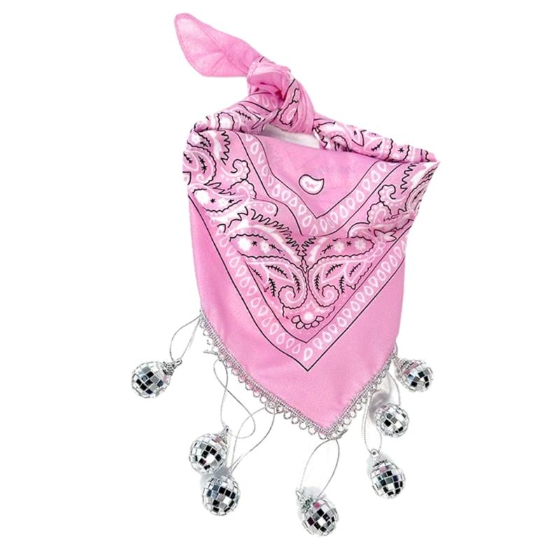 Western Disco Fringed Bandana for Bridal Shower Vintage Cowgirl Headscarf Costume Female Bandana Night Club Party Wear