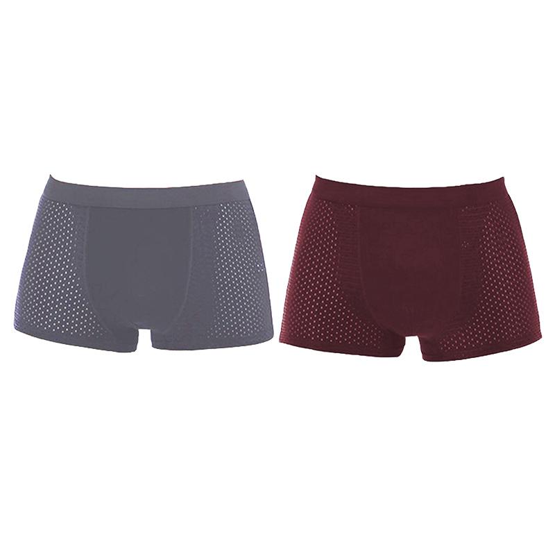 2PCS Men's Panties Men Underwear Boxer Shorts Summer Ice Silk Mesh Breathable High Quality Hole Shorts Male Sexy Underpant