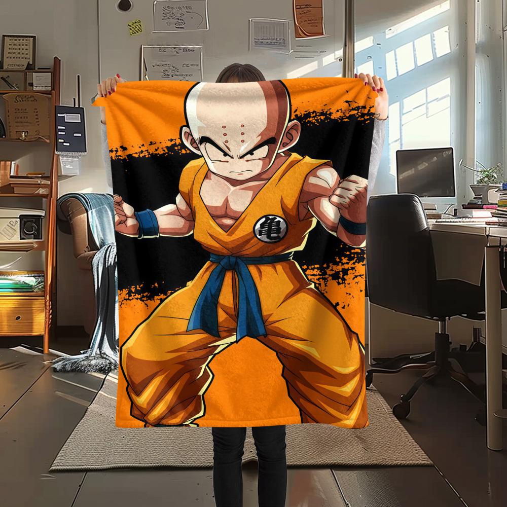 1PC Krillin Patterned Flannel Blanket Suitable For All Seasons For Home Decor Warmth And Comfort Gifts Holiday Present