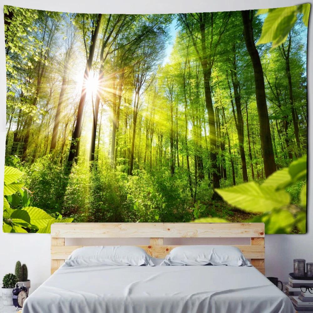 Bamboo Forest Flying Pigeon Path Tapestry Wall Hanging Hippie Tapiz Psychedelic Mystery Simple Natural Home Decor