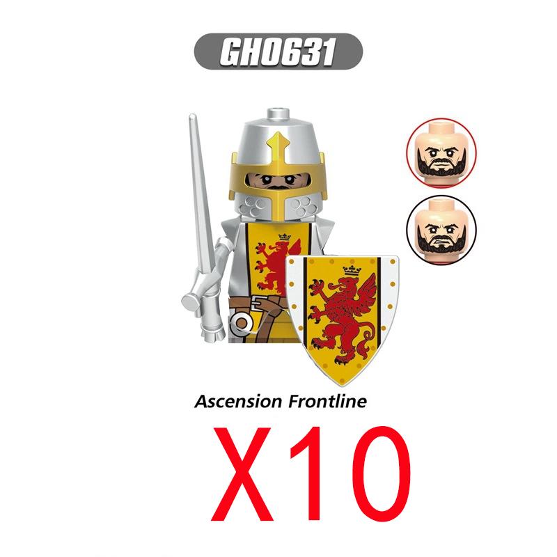 Medieval Military Building Blocks Solider Figures Gifts Weapons Shields Helmets Lionheart Teutonic Knights Militiaman Farmer MOC