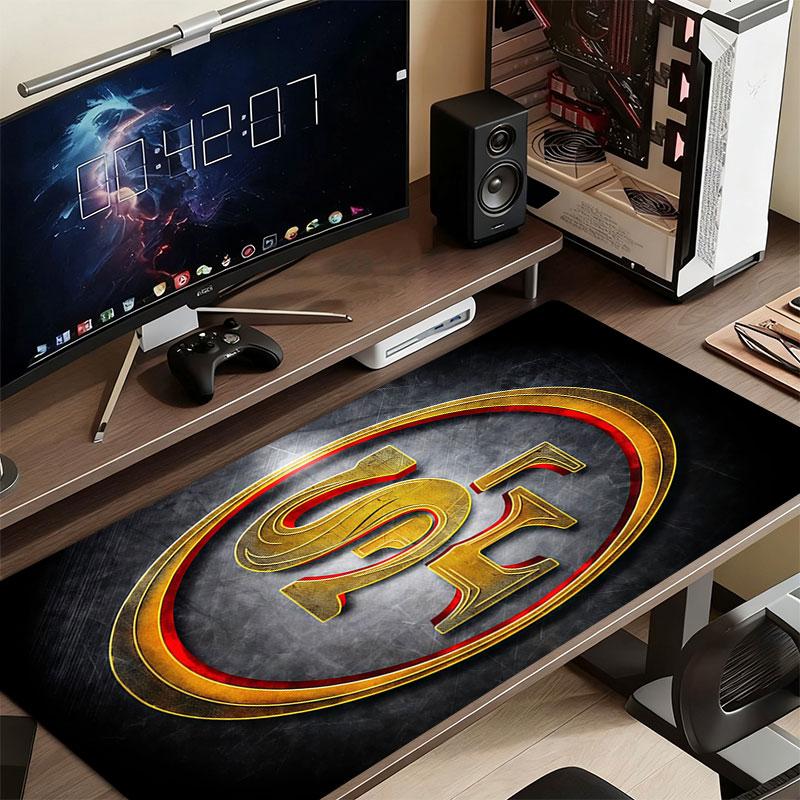 49ers logo Mouse Pad, Large Gaming Desk Mat, Non-slip XXL Mousepad for Laptop & Tablet, Mini PC Playmat with Stitched Edges