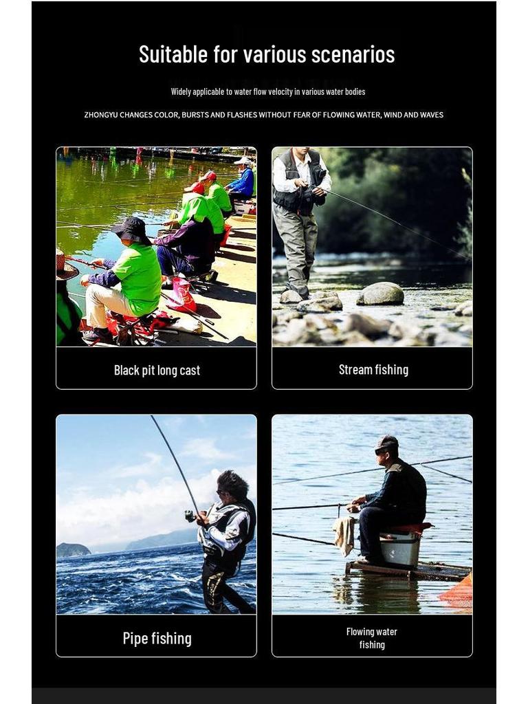 Anti-Water-Flow Luminous Float Rod Tip Cord with Eye-Catching Bean for Mèn Gān Fishing Method