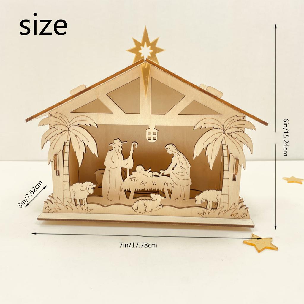 Artistic Wood Moon And Star Display Ornament With LED Light Perfectly For Personalizing Home Decoration