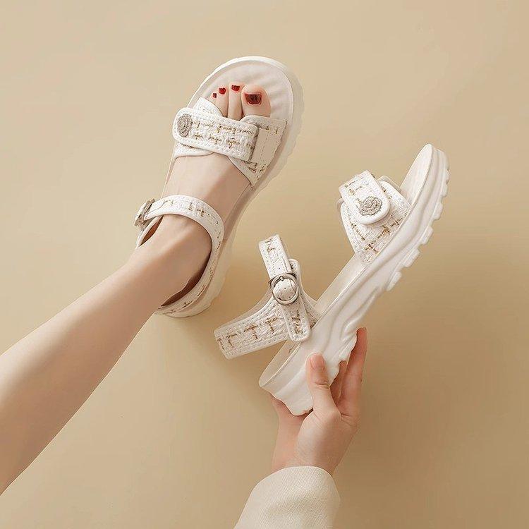 Platform Sports Sandals Women 2025 New Summer Casual Versatile Muffin Velcro Fairy Wind Beach Sandals Women