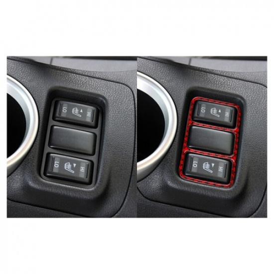 Red Soft Carbon Fiber Car Center Seat Heating Button Cover For Nissan 370Z 09-20