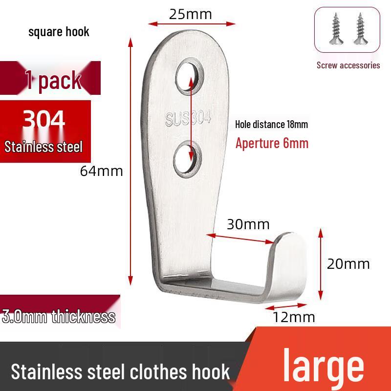 

Jun Ding Ying Outdoor 304 Stainless Steel Square Hooks, 10-Pack