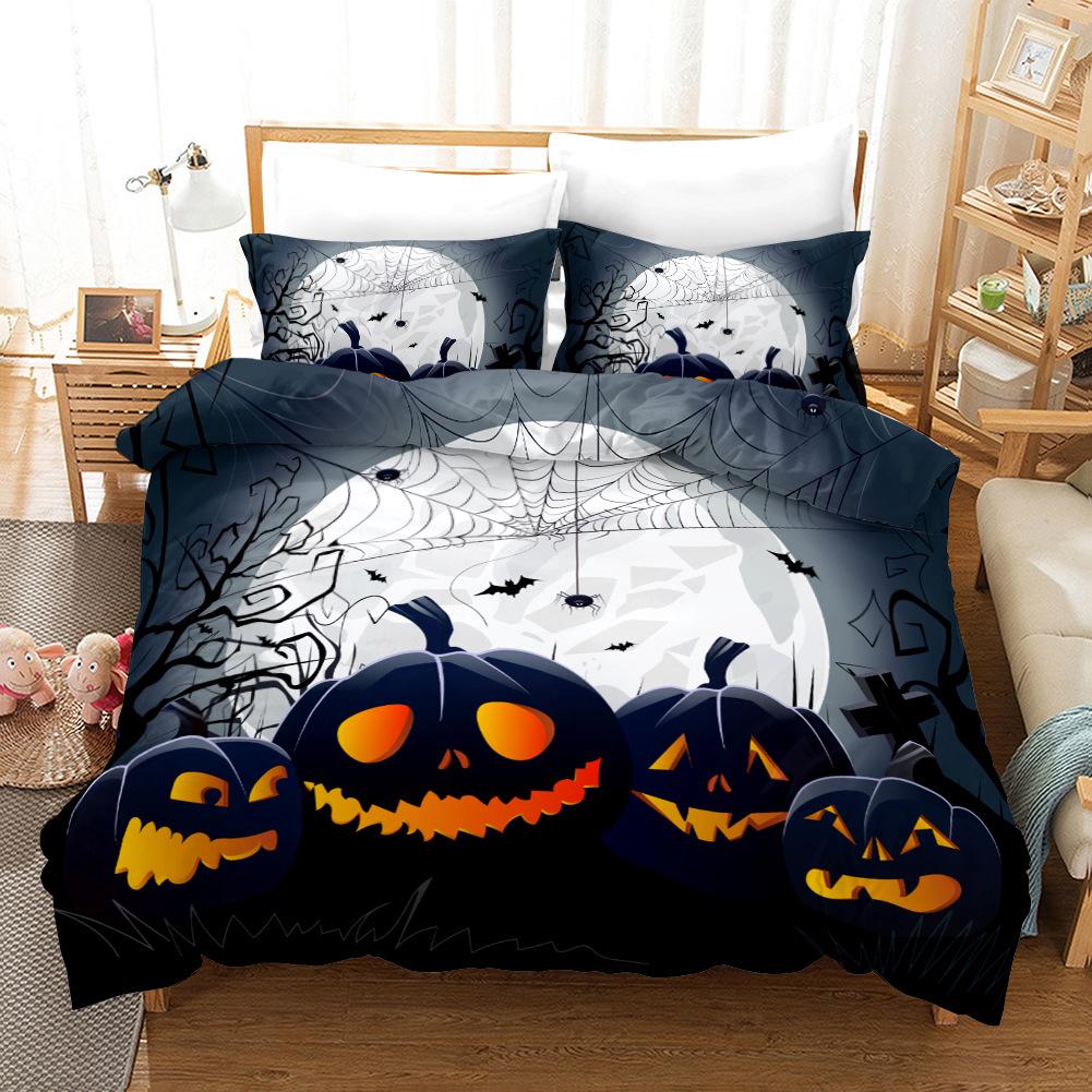 3D Halloween Bedding Set Pumpkin Ghost Quilt Cover Pillow Case 2 or 3 Pieces DE135 * 200 Halloween Atmosphere Decoration Soft Home Decoration