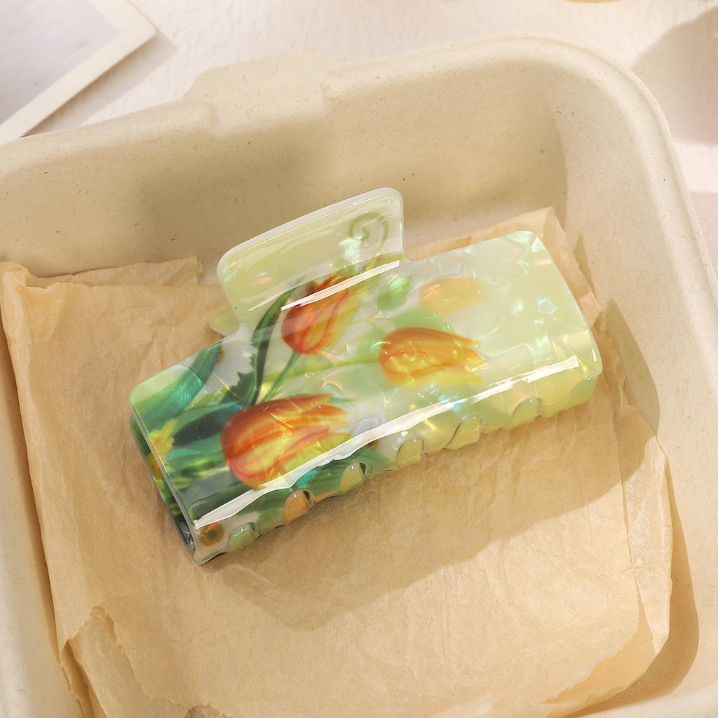 AWAYTR Pastoral Tulip Hair Claws Fashion Acrylic Hair Clips Crab For Women Girl Gift Hair Accessories Valentine Headwear