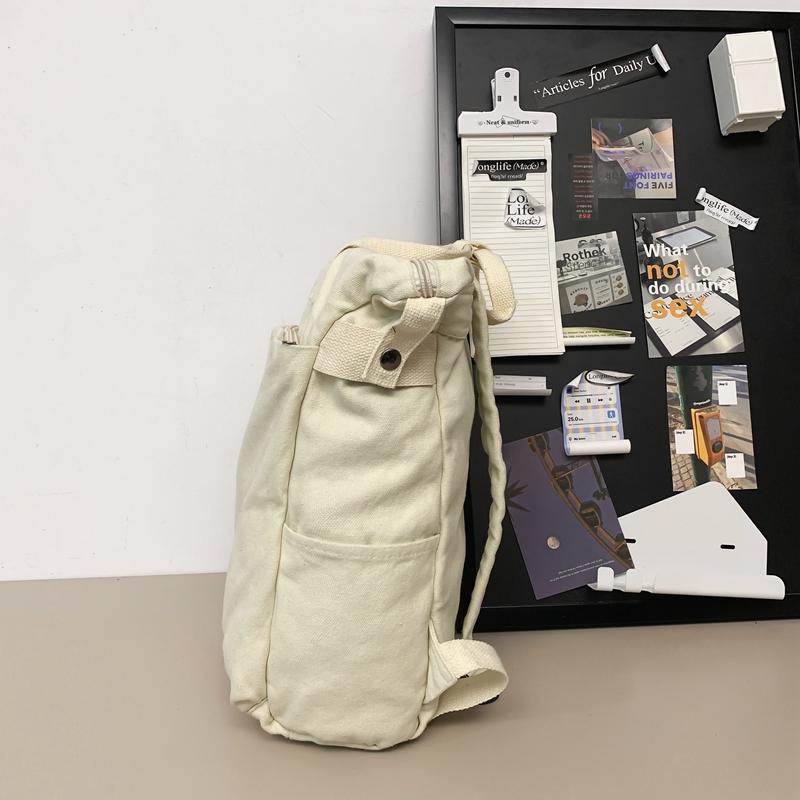 Plátěný jednobarevný studentský školní batoh Pánský velkokapacitní cestovní batoh