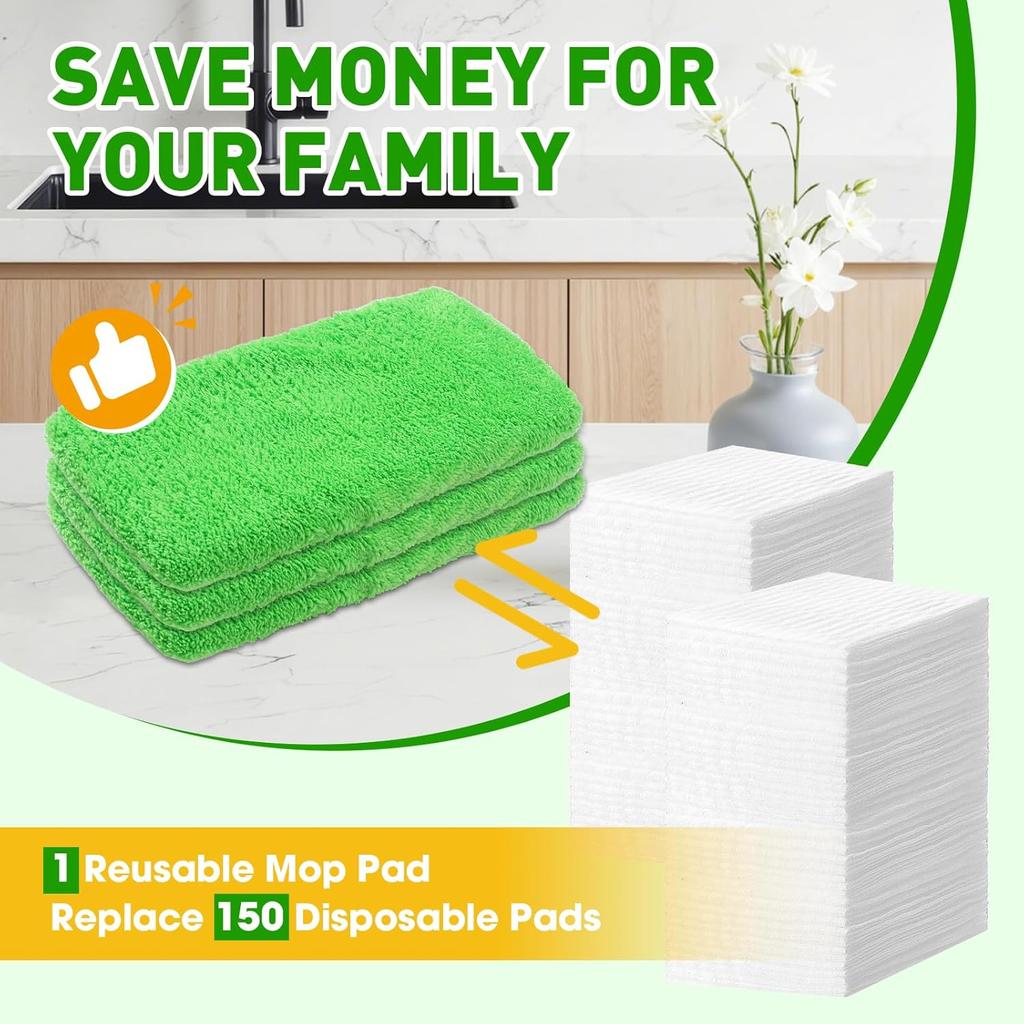 3/5 Stück Wiederverwendbare Mikrofaser-Mopppads Kompatibel mit Kehrwischern, Trockene Kehrtücher & Feuchte Wischpads Nachfüllungen Waschbare Mopppads