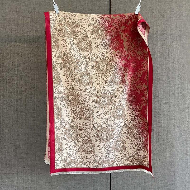 Autumn New Cashmere Tassel Scarf Women's Fashion Age-reducing Jacquard Scarf Warm and Thickened Large Shawl