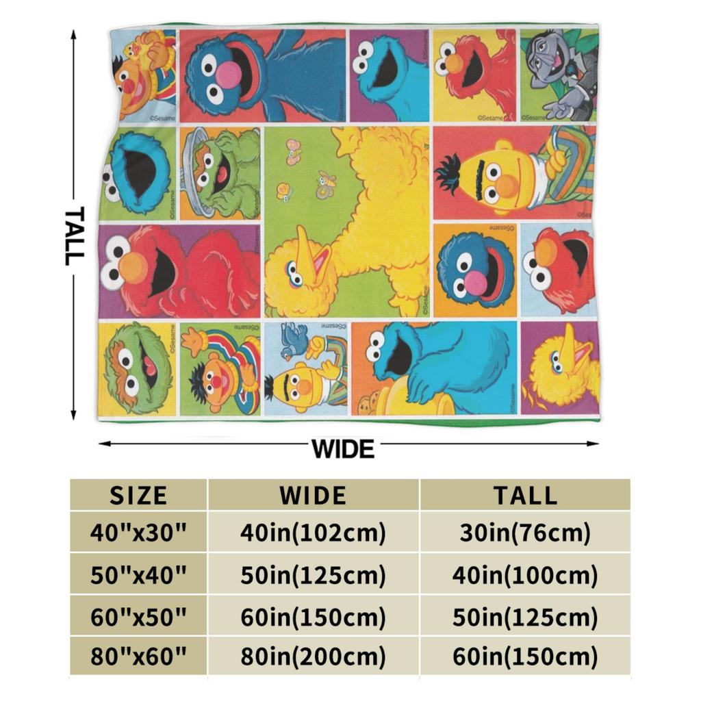 Sesames Streets Blanket Soft Warm Comfortable Plush Throw Blanket For Girls Boys Couch Chair Flannel Bedspread Bed Cover