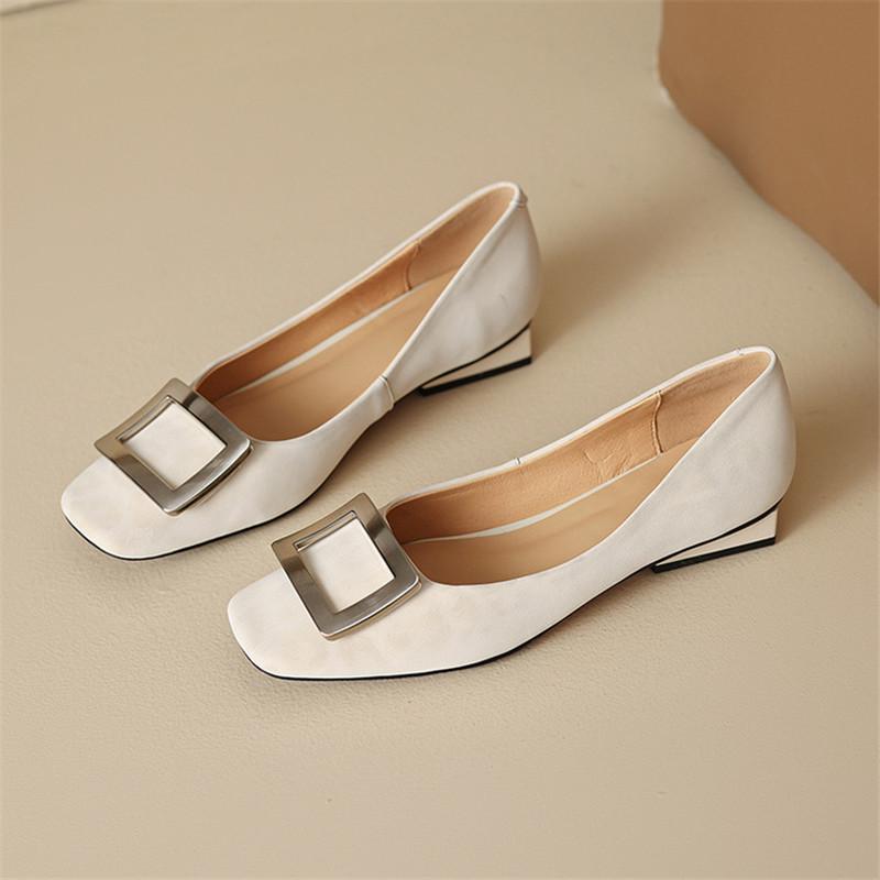 Fashion 2025 Spring/summer Leopard Print Cow Leather Woman Shoes Square Toe Low Heel Women Pumps Shoes for Women Shallow Mouth Loafers