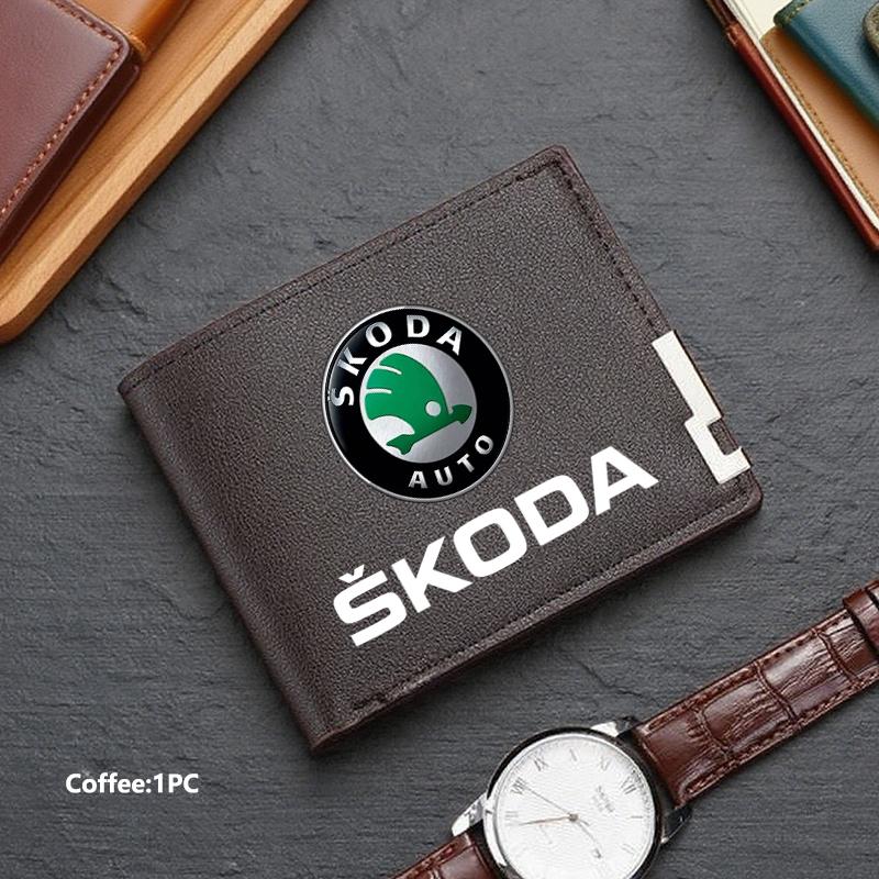 TTJJ2 Men Wallet ID Credit Card Holder License Bag Gift Accessories For Skoda S Kodiaq Octavia 2 3 Yeti Karoq Rapid Fabia VII VRS
