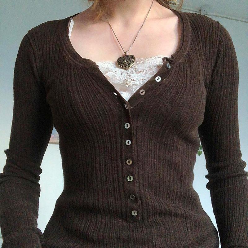 Y2k Spitze Taste T Shirt Fairycore Nette Retro Crop Top Kontrast Frauen Harajuku Herbst Pullover Grundlegende Gestrickte T Korea Ästhetik