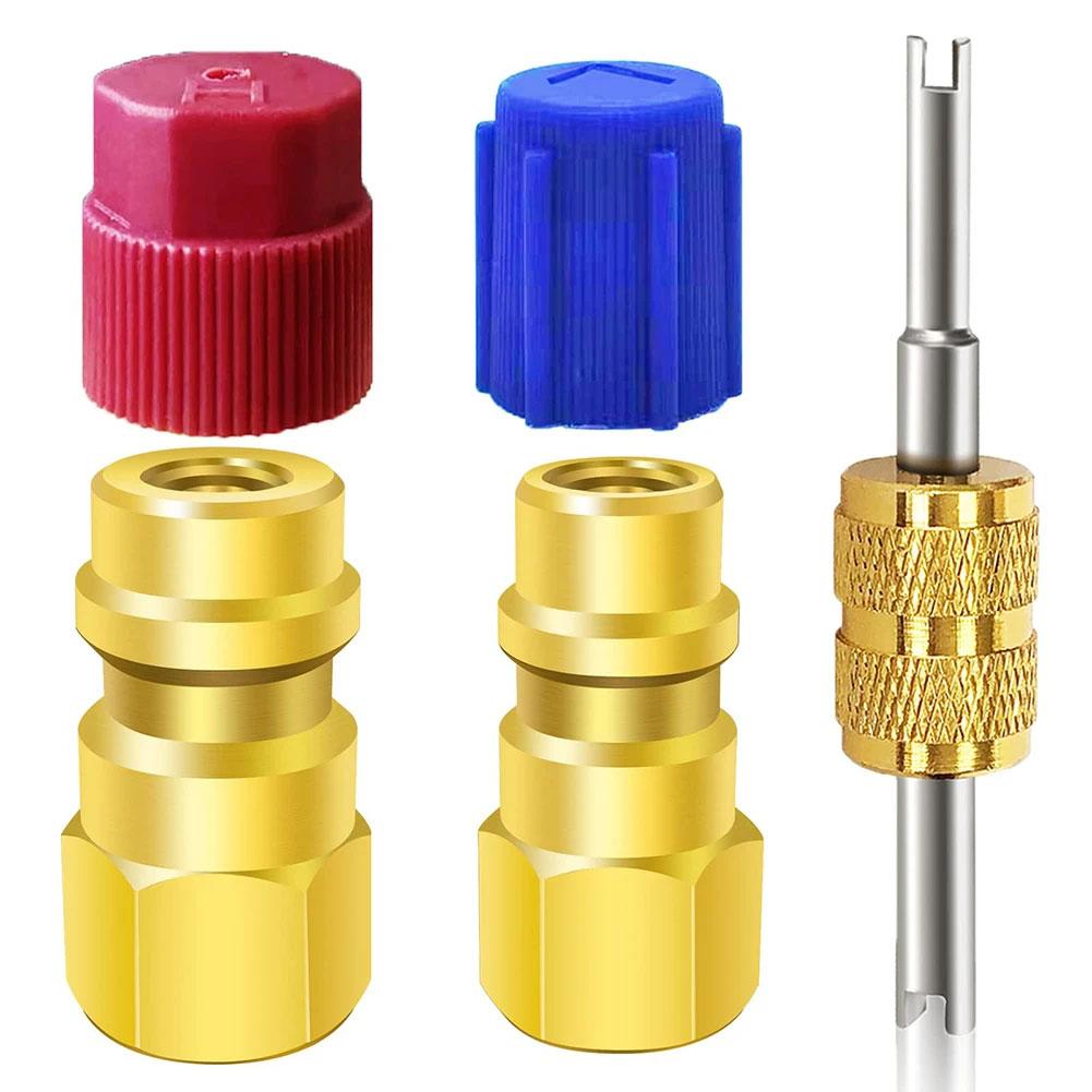 R12 To R134a Conversion Kit Air Conditioning Charging Valve Modification Quick Disconnect Connector Car Port Accessories Ad I9V4