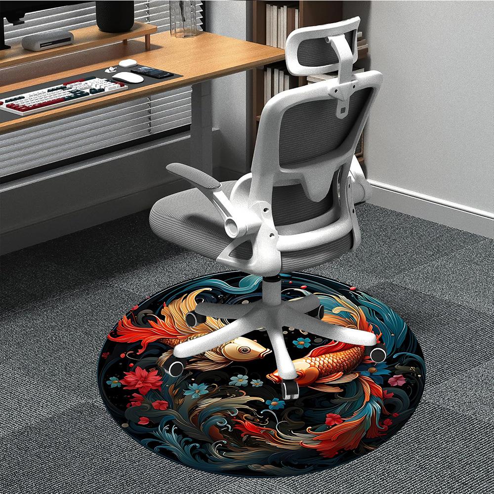 

1pc Koi Fish Decor Chair Carpet for Office Machine Washable Rug for Office, Good Gift for Family or Friends yy251225200 80cm by 80cm
