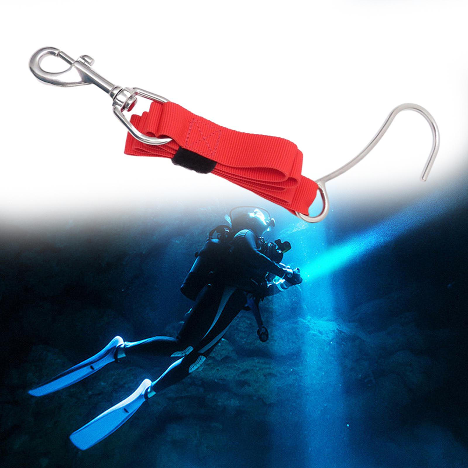 

Diving Hook, Stainless Steel Hook with 39 Line And Snap Clip for Underwater Activities червоний