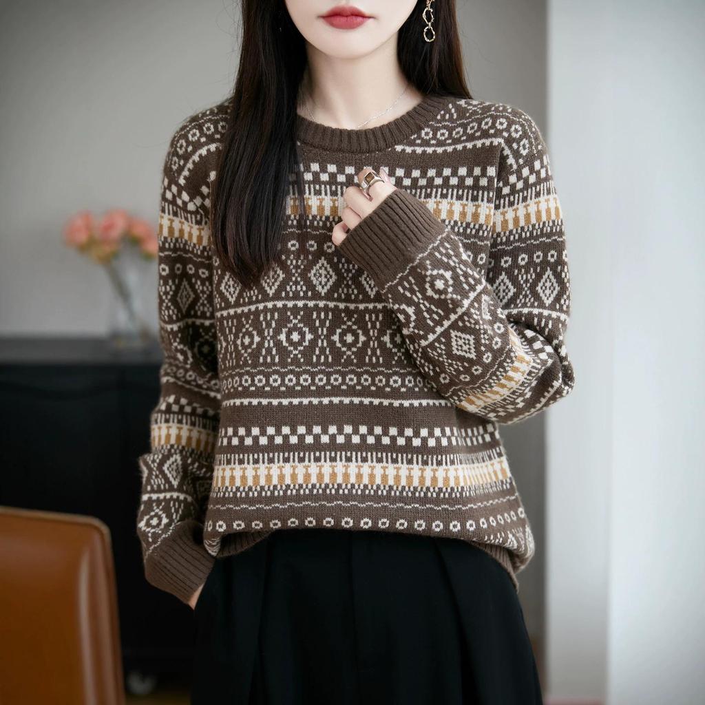 Women's High-End Fair Isle Jacquard Knit Sweater - Thick, Warm, and Stylish (2026)