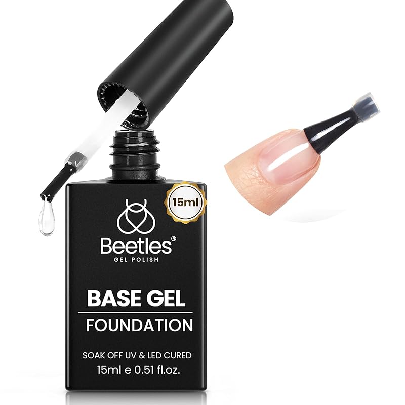 Beetles Gel Base and Top Coat & Cuticle Oil Set, 3Pcs 15ml Cuticle Protectors Kit No Wipe Glossy Shine Long Lasting Oil Care for Dry Damaged Cuticles 15 ml Polish Base Coat