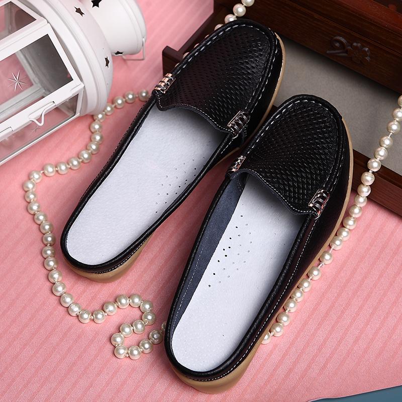 Fashion Hot Summer Flat Sandals Comfortable Women Slippers Genuine Leather Loafers Moccasins Outdoor Non-slip White Casual Slides Fashio