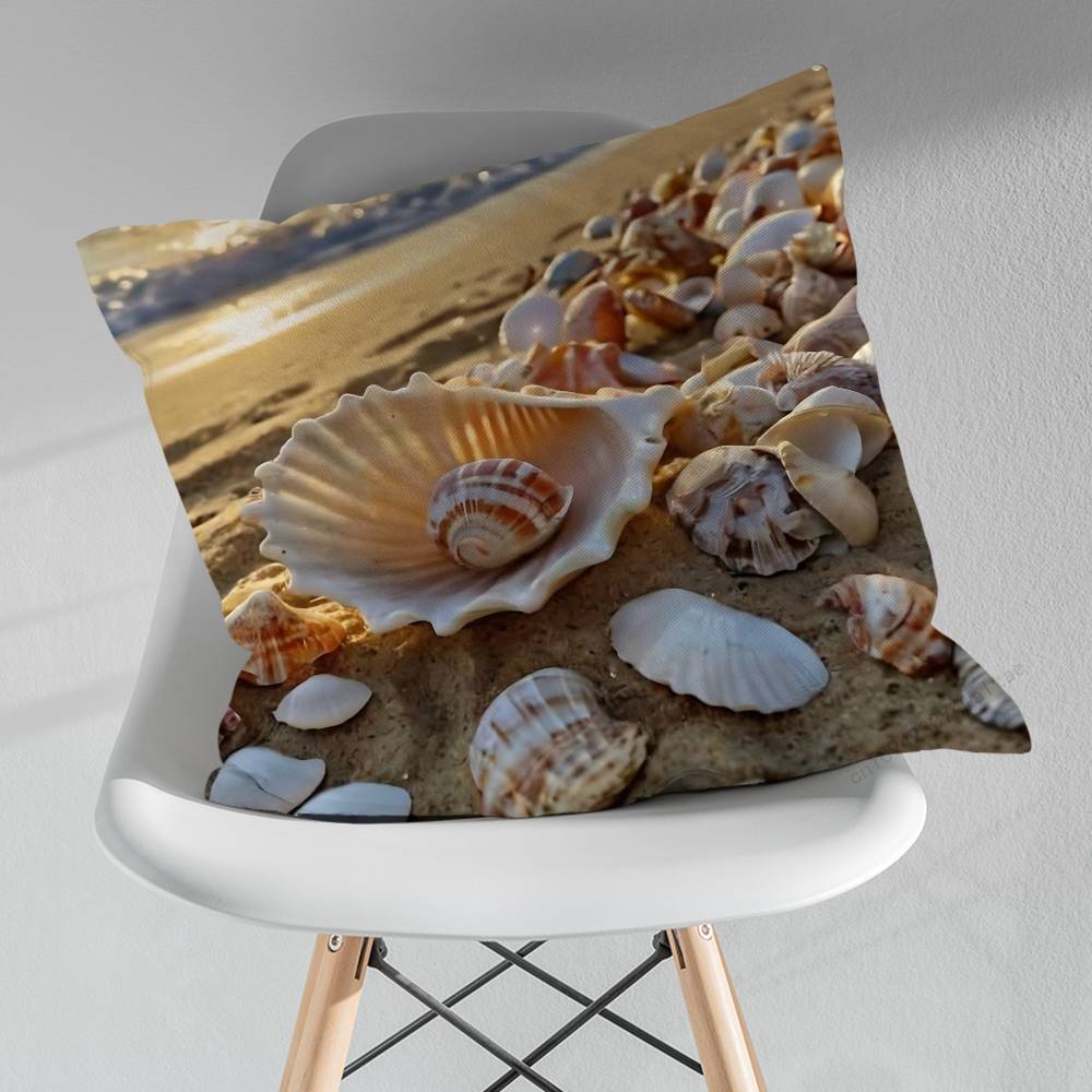Sunset Beach Shells Starfish Pillow Case For 30x30cm45x45cm55x55cm For Home Bedroom Decoration And Protector