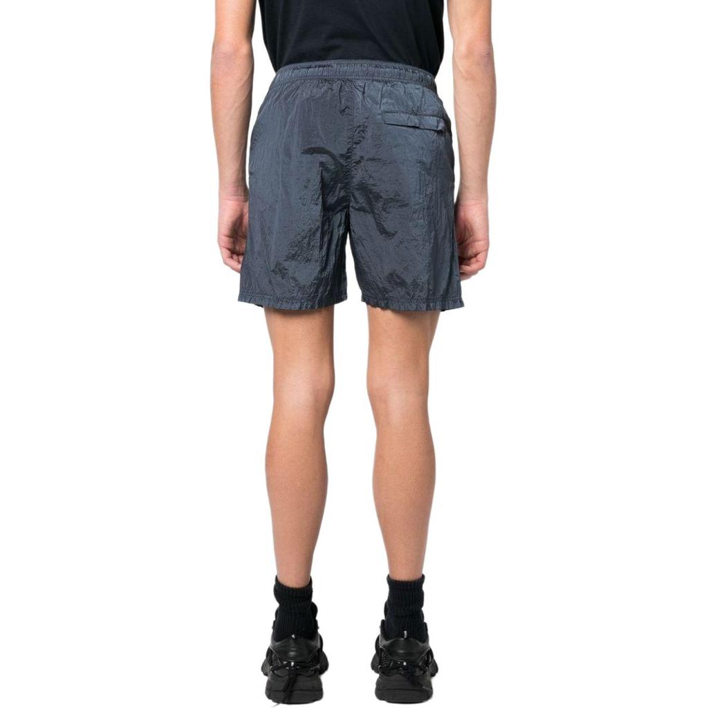 STONE ISLAND Spring Summer Metallic Nylon Solid Color Elastic Straight Leg Logo Casual Shorts Men Shorts Navy-Blue 1015B0943-V0020