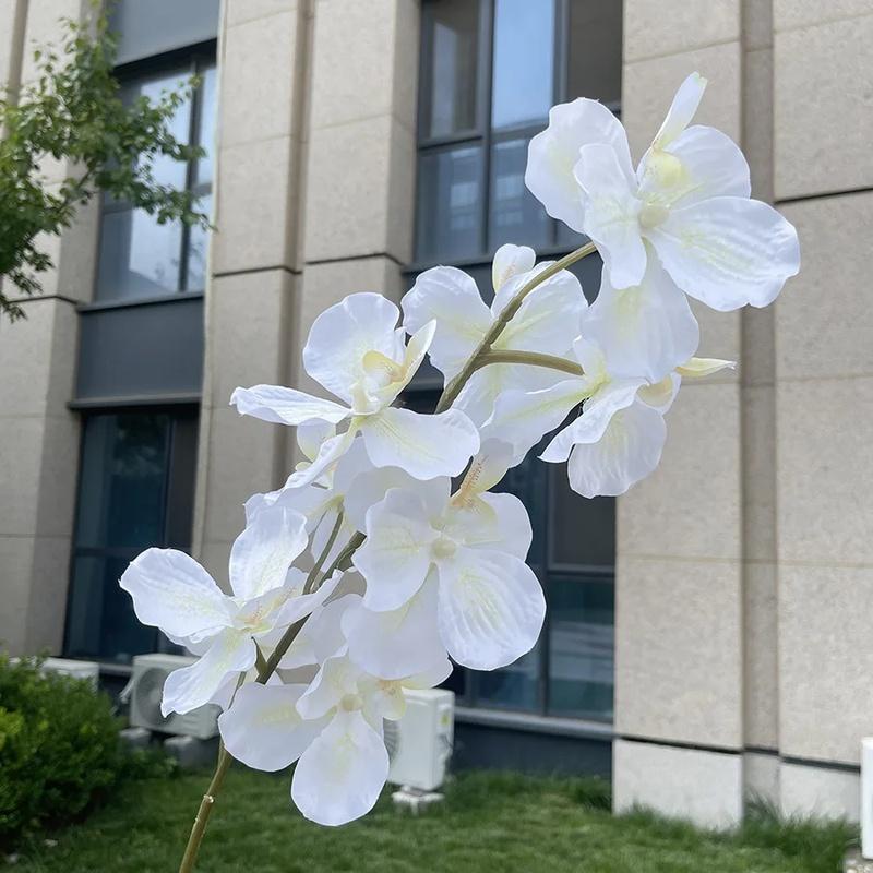 9 Heads Vanda Orchids Artificial Flowers Faux Silk Flowers for Wedding Home Decor Photography Props