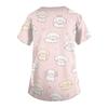 Women's V Neck Short Sleeve Work Top with Pockets Animal Print Medical Uniform Scrub Shirt for Healthcare Professionals Nursing Staff