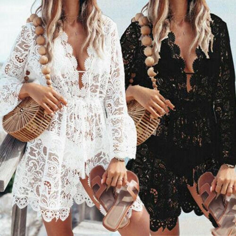 Lace Bikini Cover Up Polyester Beach Skirt New Swimwear Dress  Summer