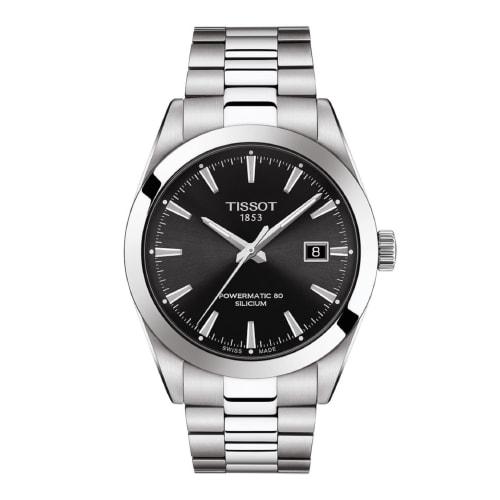 Tissot Gentleman Automatic Powermatic 80 Watch with Silicon Bracelet, T1274071105100, Men's, Black Dial