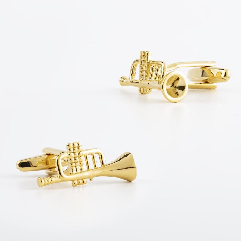 Instrument Trumpet Shaped Pure Copper Metal Cufflinks Men's French Shirt