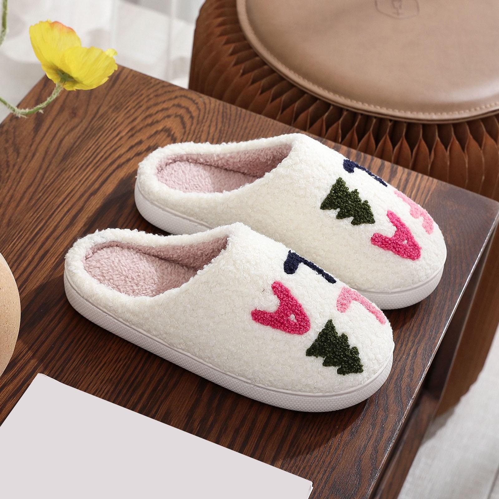

Christmas Cotton Slippers For Men And Women Party Supplies Men And Women Home Slippers House Slippers Women with Foot Support 36 білий
