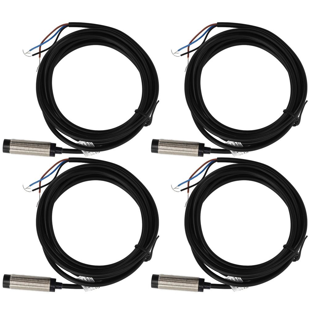 4 Set Inductive Proximity Switch 12mm Probe NPN 3 Wire NO Contact 4mm Detection Approach Sensor 6‑36