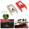 Turntable Stylus,2PCS for LP Turntable Phonograph Diamond Stylus Needles Accessories For Gramophone Record Gold+Red