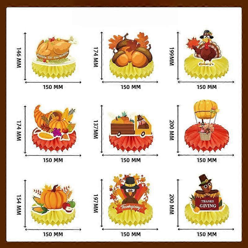 Thanksgiving Honeycomb Table Centerpiece Decoration, Made of Paper, Perfect for Fall Celebrations