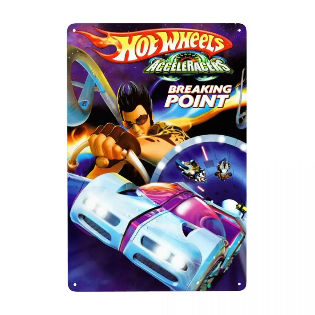 Retro Kovová Značka Hot Wheels Factory Vlastní Kreslené Sportovní Auto Plechové Plakety Pub Nástěnná Barová Dekorace Dekorativní Umění