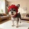 Red Wool Knit Dog Beanie with Ear Flaps Dog Warm Winter Hat Soft Knitted Pet Cap Cute Winter Hats for Cold Weather Outdoor