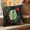 Decorative Bed Cushion Covers 4Pcs/Set Halloween Linen Covers, 18x18 Inch Retro Throw Pillow Cases, Soft Skeleton Pumpkin Black Cat Witch for