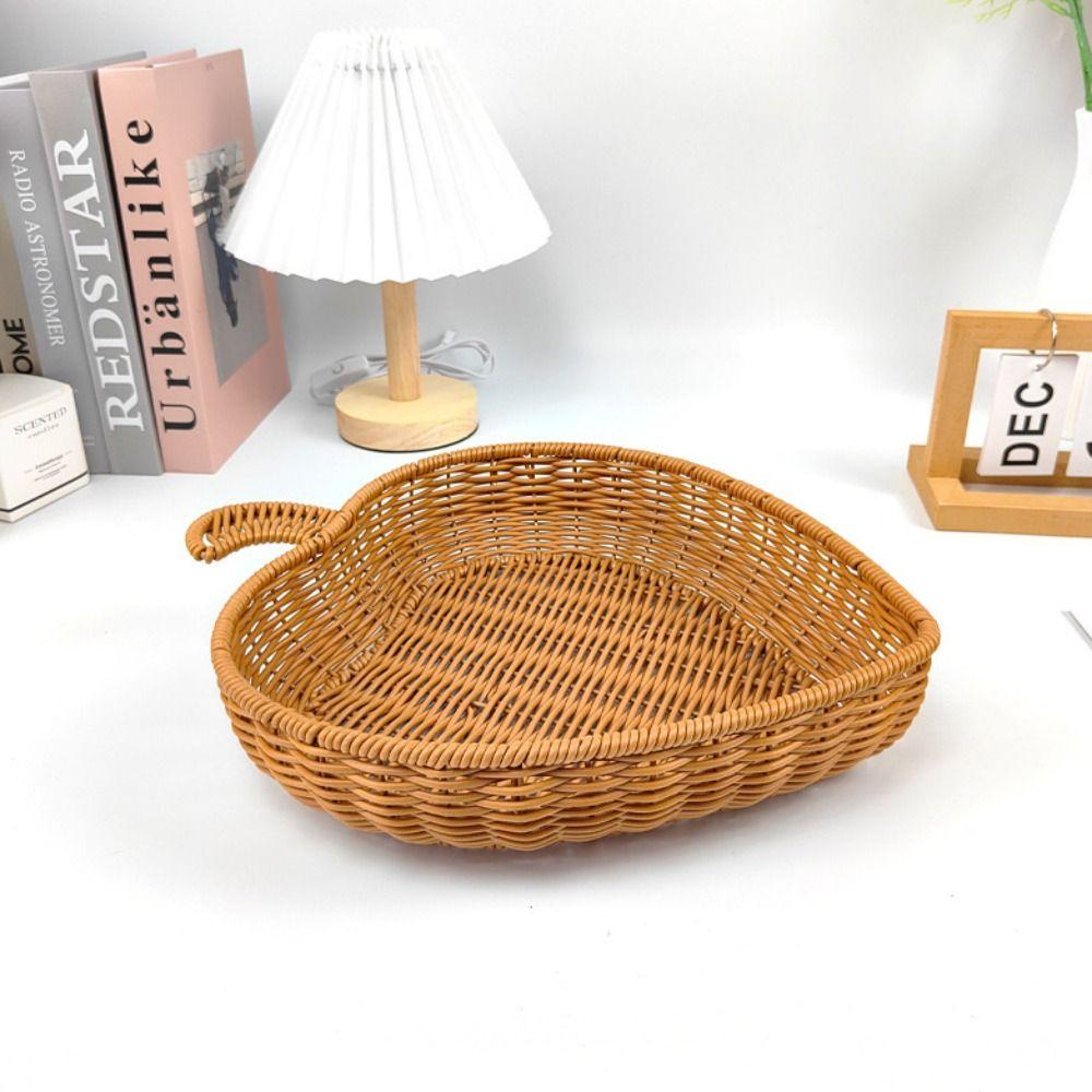 Heart Shape Wicker Serving Tray Artificial Rattan Artificial Rattan Basket Bread Storage