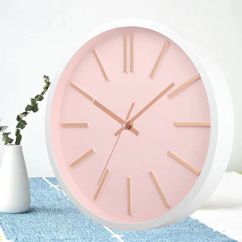 12 Inch Simple  Wall Clock Mute Does Not Tick Round Three-dimensional Wall Hanging Clock for Study Classroom Living Room School