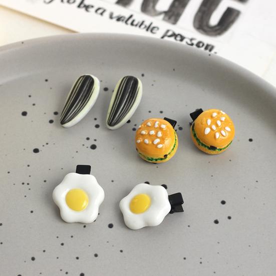 Girl Hair Pin Realistic Breakfast Chuck Design Side Bang Hair Clip Stable Grip No Damage Small Hairpin Daily Travel Hair Accessories