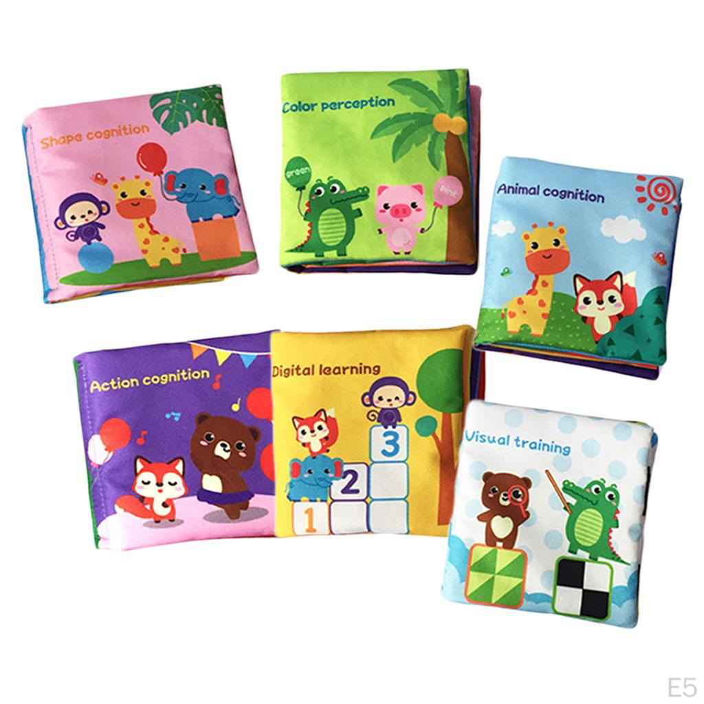 6 Pcs Development Cloth Book Educational Toy (Body Parts Weather Animal Recognition) For Kids Early