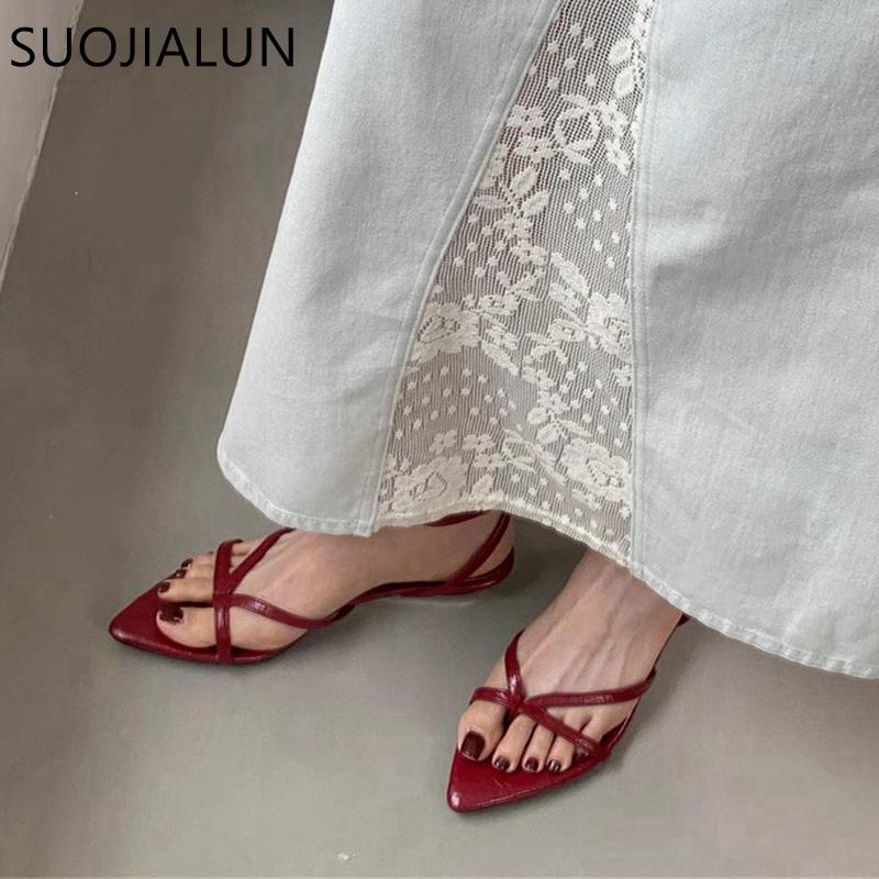 Fashion SUOJIALUN 2025 Summer New Brand Women Sandal Fashion Narrow Band Ladies Elegant Gladiator Shoes Square Low Heel Slides Shoes