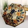 Colorful Bee and Floral Decorative PlateUmbrella with Cute Design, Portable 3-Fold Compact Umbrella for Men & Women, Valentine's Day Mother's Day Hall