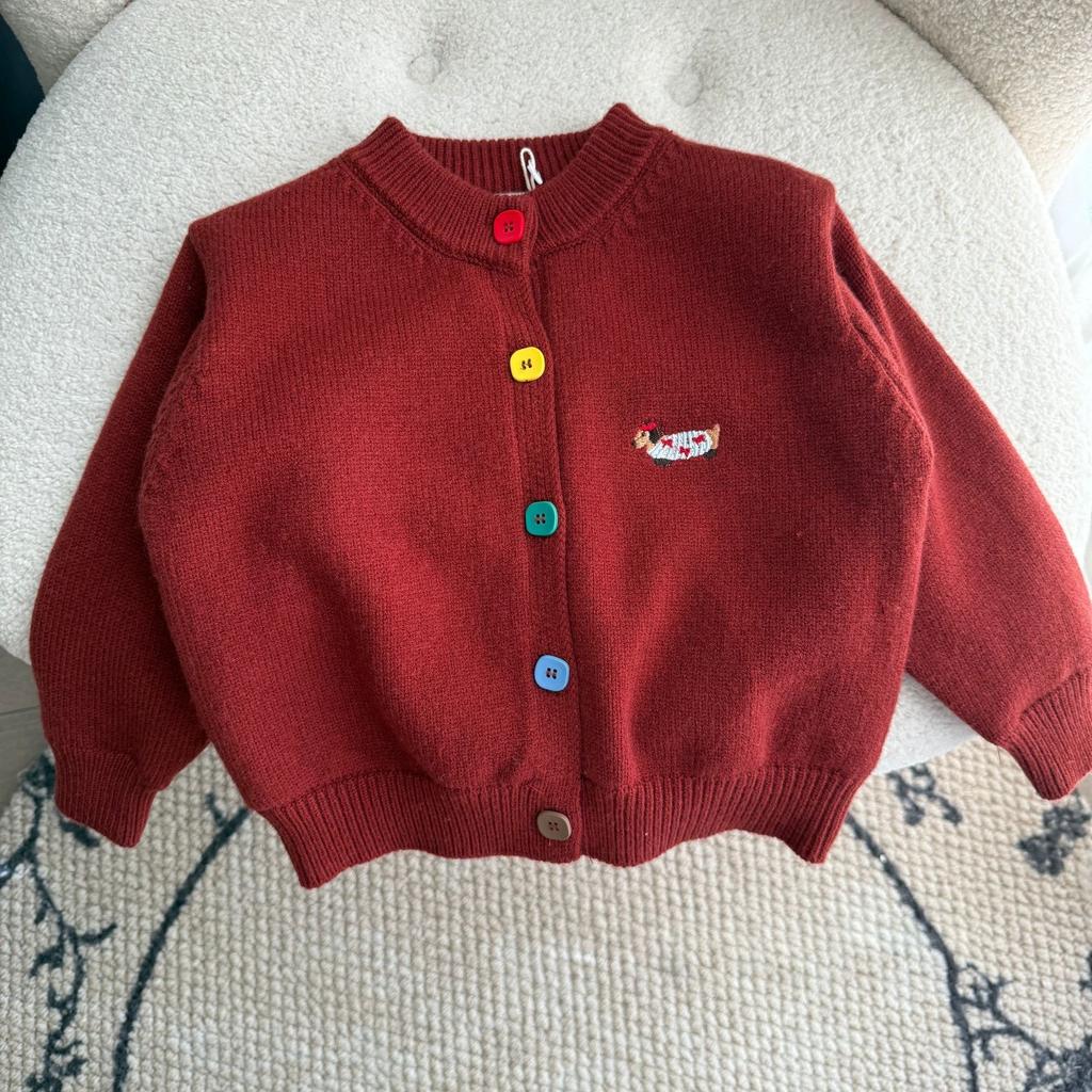 Kids Thick Red Knit Sweater Winter Warm Soft Top for Boys and Girls