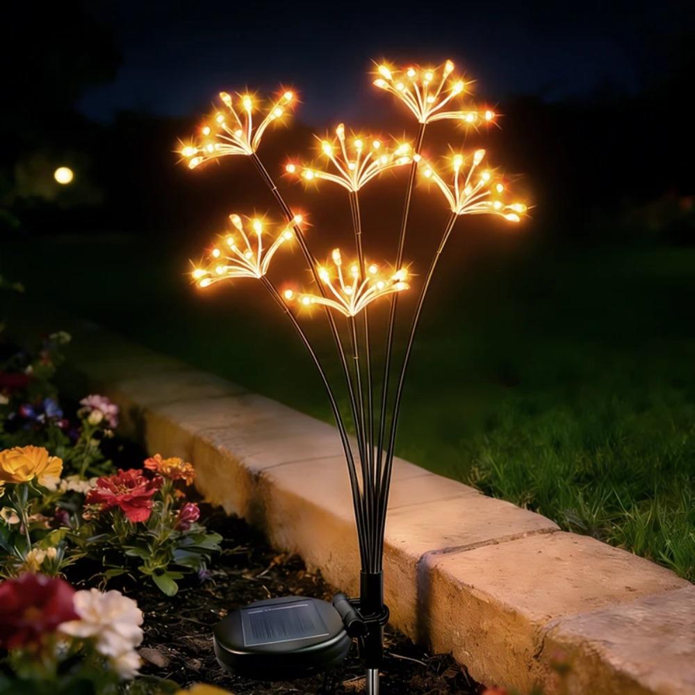 LED Solar Flower Lights Outdoor Waterproof Garden DIY Firework Decor Path Stake Solar Lamp for Street Walk Patio